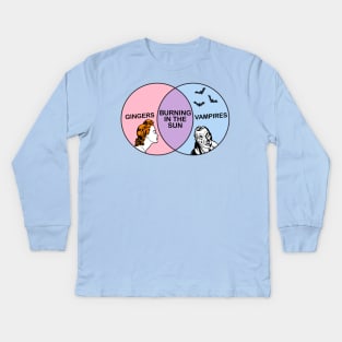Venn Diagram - Gingers/Vampires Kids Long Sleeve T-Shirt